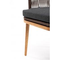 "Марсель" стул плетеный из роупа, основание дуб, роуп коричневый круглый, ткань темно-серая, фото 8 