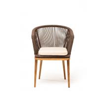  "Марсель" стул плетеный из роупа, основание дуб, роуп коричневый круглый, ткань бежевая, фото 2 