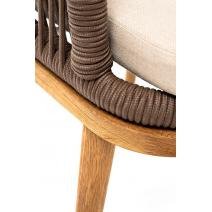  "Марсель" стул плетеный из роупа, основание дуб, роуп коричневый круглый, ткань бежевая, фото 6 