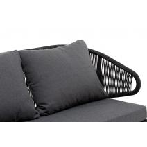  "Милан" диван 2-местный плетеный из роупа, каркас алюминий темно-серый (RAL7024), роуп темно-серый круглый, ткань темно-серая, фото 4 