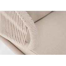 "Милан" диван 2-местный плетеный из роупа, каркас алюминий белый, роуп бежевый круглый, ткань бежевая, фото 5 