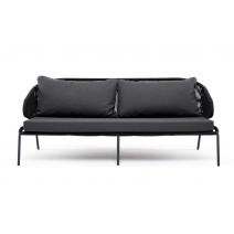  "Милан" диван 3-местный плетеный из роупа, каркас алюминий темно-серый (RAL7024), роуп темно-серый круглый, ткань темно-серая, фото 3 