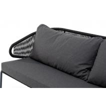  "Милан" диван 3-местный плетеный из роупа, каркас алюминий темно-серый (RAL7024), роуп темно-серый круглый, ткань темно-серая, фото 4 