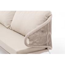  "Милан" диван 3-местный плетеный из роупа, каркас алюминий белый, роуп бежевый круглый, ткань бежевая, фото 5 