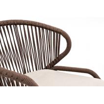  "Милан" стул плетеный из роупа, каркас алюминий белый, роуп коричневый круглый, ткань бежевая, фото 4 