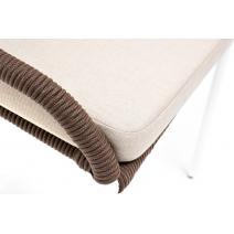  "Милан" стул плетеный из роупа, каркас алюминий белый, роуп коричневый круглый, ткань бежевая, фото 5 