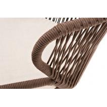  "Милан" стул плетеный из роупа, каркас алюминий белый, роуп коричневый круглый, ткань бежевая, фото 7 