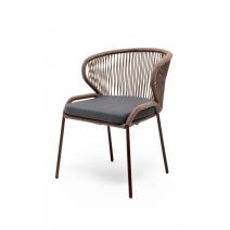  "Милан" стул плетеный из роупа, каркас алюминий коричневый (RAL8016), роуп коричневый круглый, ткань темно-серая, фото 1 