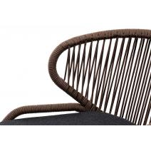  "Милан" стул плетеный из роупа, каркас алюминий коричневый (RAL8016), роуп коричневый круглый, ткань темно-серая, фото 4 