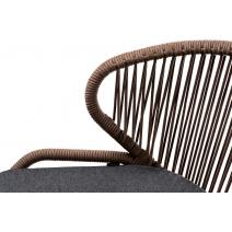  "Милан" стул плетеный из роупа, каркас алюминий серый (RAL7022), роуп коричневый круглый, ткань темно-серая, фото 6 