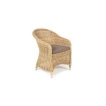  "Равенна" плетеное кресло из искусственного ротанга, цвет соломенный с серой подушкой, фото 3 