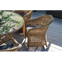  "Равенна" плетеное кресло из искусственного ротанга, цвет соломенный с серой подушкой, фото 30 