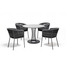  "Диего" обеденная группа на 4 персоны со стульями "Бордо" плетения колос, столешница "серый гранит", фото 2 
