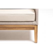 "Канны" диван 2-местный плетеный из роупа, основание дуб, роуп бежевый круглый, ткань бежевая, фото 4 