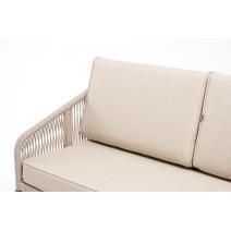  "Канны" диван 2-местный плетеный из роупа, основание дуб, роуп бежевый круглый, ткань бежевая, фото 7 