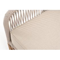  "Канны" диван 2-местный плетеный из роупа, основание дуб, роуп бежевый круглый, ткань бежевая, фото 10 
