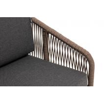 "Канны" диван 2-местный плетеный из роупа, основание дуб, роуп коричневый круглый, ткань темно-серая, фото 8 