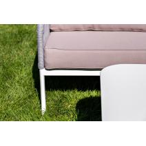  "Канны" диван 3-местный плетеный из роупа, каркас алюминий белый шагрень, роуп светло-серый круглый, ткань серая, фото 17 