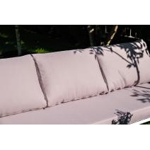  "Канны" диван 3-местный плетеный из роупа, каркас алюминий белый шагрень, роуп светло-серый круглый, ткань серая, фото 18 