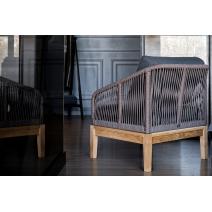  "Канны" кресло плетеное из роупа, основание дуб, роуп коричневый круглый, ткань темно-серая, фото 12 