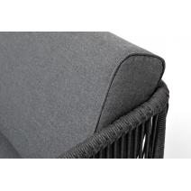  "Канны" диван модульный плетеный из роупа, каркас алюминий темно-серый (RAL7024), роуп темно-серый круглый, ткань темно-серая, фото 6 