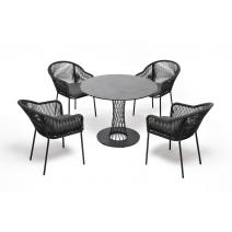  "Лион" обеденная группа на 4 персоны со стульями "Лион" темно-серый, круглый стол "серый гранит", фото 2 