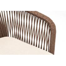  "Марсель" стул плетеный из роупа, каркас алюминий белый, роуп коричневый круглый, ткань бежевая, фото 4 