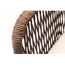  "Марсель" стул плетеный из роупа, каркас алюминий белый, роуп коричневый круглый, ткань бежевая, фото 5 