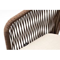 "Марсель" стул плетеный из роупа, каркас алюминий белый, роуп коричневый круглый, ткань бежевая, фото 8 
