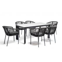  "Венето" обеденная группа на 6 персон со стульями "Марсель", каркас темно-серый, роуп темно-серый, фото 2 