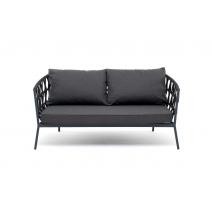  "Диего" диван 2-местный плетеный из роупа, каркас алюминий темно-серый (RAL7024), роуп темно-серый круглый, ткань темно-серая, фото 3 
