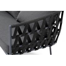  "Диего" диван 2-местный плетеный из роупа, каркас алюминий темно-серый (RAL7024), роуп темно-серый круглый, ткань темно-серая, фото 4 
