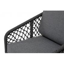  "Канны" диван 2-местный плетеный из роупа (узелки), каркас алюминий темно-серый (RAL7024) муар, роуп темно-серый круглый, ткань Savana grafit, фото 1 