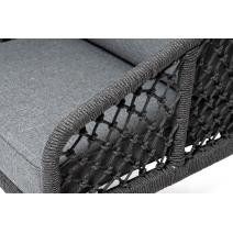  "Канны" диван 2-местный плетеный из роупа (узелки), каркас алюминий темно-серый (RAL7024) муар, роуп темно-серый круглый, ткань Savana grafit, фото 2 