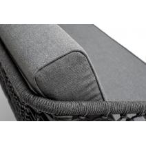  "Канны" диван 2-местный плетеный из роупа (узелки), каркас алюминий темно-серый (RAL7024) муар, роуп темно-серый круглый, ткань Savana grafit, фото 3 