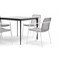  "Малага" обеденная группа на 4 персоны со стульями "Тунис", каркас белый, роуп светло-серый, фото 6 