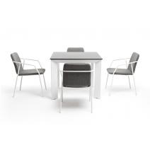  "Венето" обеденная группа на 4 персоны со стульями "Марокко", каркас белый, роуп серый, фото 2 