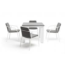  "Венето" обеденная группа на 4 персоны со стульями "Марокко", каркас белый, роуп серый, фото 3 