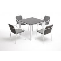  "Венето" обеденная группа на 4 персоны со стульями "Марокко", каркас белый, роуп серый, фото 4 