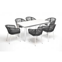  "Венето" обеденная группа на 6 персон со стульями "Марсель", каркас белый, роуп серый, фото 4 