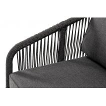  "Канны" диван 2-местный плетеный из роупа, основание дуб, роуп темно-серый круглый, ткань темно-серая, фото 6 