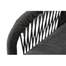  "Канны" диван 2-местный плетеный из роупа, основание дуб, роуп темно-серый круглый, ткань темно-серая, фото 7 