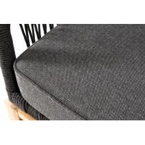  "Канны" диван 2-местный плетеный из роупа, основание дуб, роуп темно-серый круглый, ткань темно-серая, фото 8 