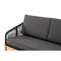  "Канны" диван 2-местный плетеный из роупа, основание дуб, роуп темно-серый круглый, ткань темно-серая, фото 9 