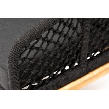  "Канны" кресло плетеное из роупа (узелки), основание дуб, роуп темно-серый круглый, ткань серая, фото 5 