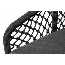  "Канны" кресло плетеное из роупа (узелки), основание дуб, роуп темно-серый круглый, ткань серая, фото 6 