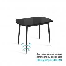  Стол раздвижной Винер мини R, стекло черное / черный, фото 1 