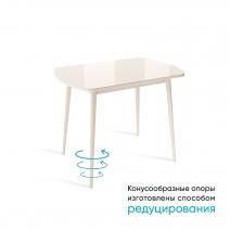  Стол раздвижной Винер мини R, стекло кремовое / кремовый, фото 1 