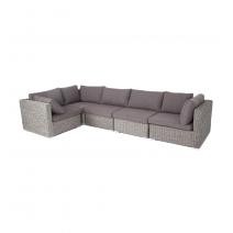  "Лунго" трансформирующийся диван из искусственного ротанга (гиацинт), цвет серый, фото 1 