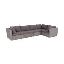  "Лунго" трансформирующийся диван из искусственного ротанга (гиацинт), цвет серый, фото 3 